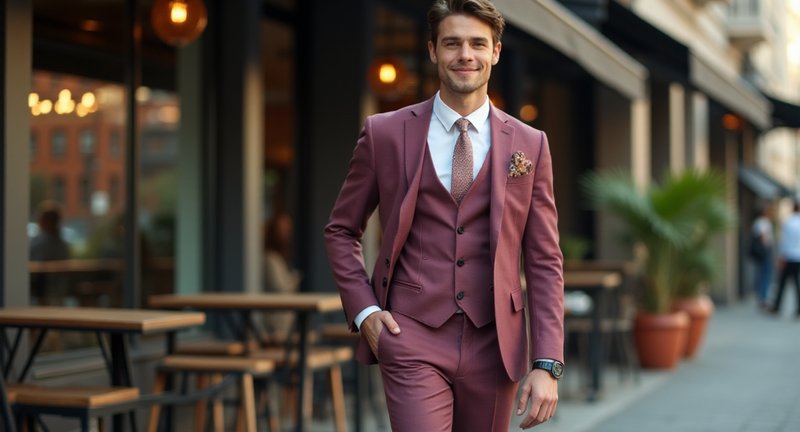 Making a Statement with Mens Mauve Suit