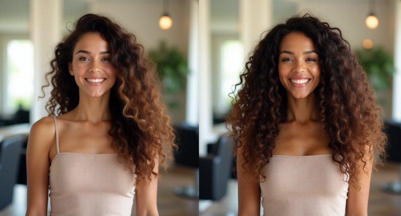 The Transformation of Curly Hair Extensions before and after